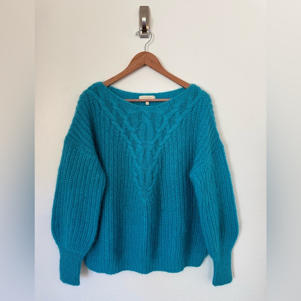 La Maille Sézane Jules Jumper Turquoise Kid Mohair Knit Womens Large Sweater